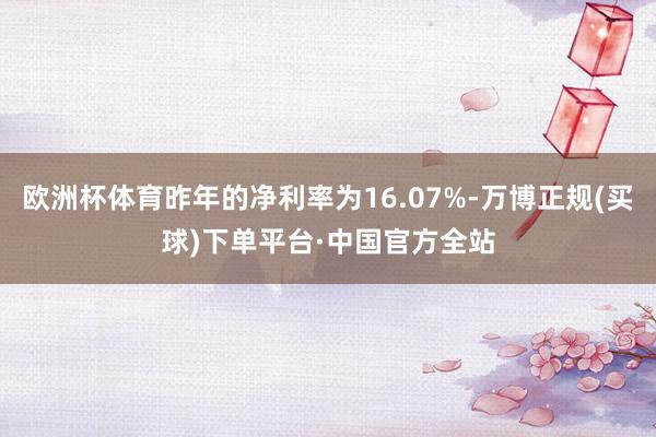 欧洲杯体育昨年的净利率为16.07%-万博正规(买球)下单平台·中国官方全站