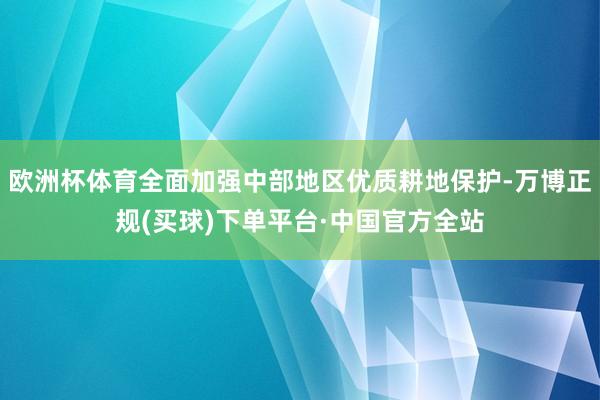 欧洲杯体育全面加强中部地区优质耕地保护-万博正规(买球)下单平台·中国官方全站